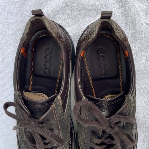 NWT ECCO Men's Brown Strike Tie Leather Suede Comfort Derby Shoes - Picture 4 of 10
